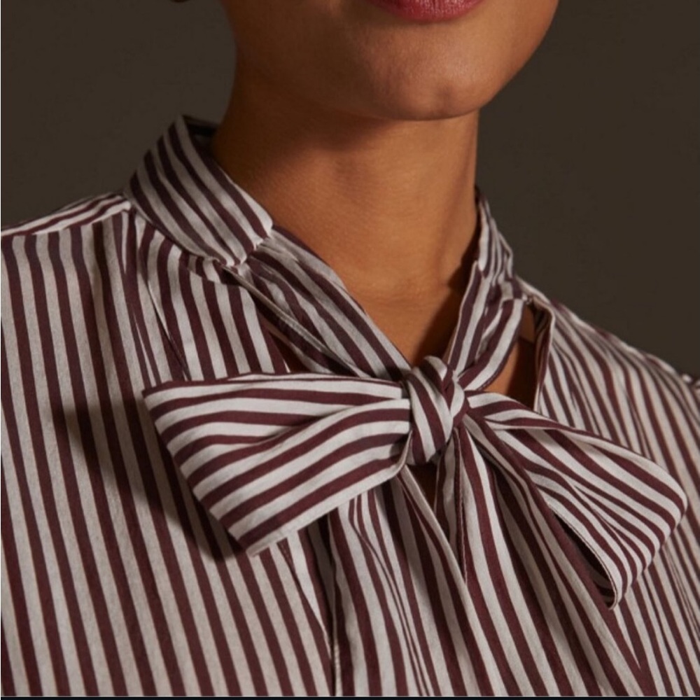 Maeve striped tie neck top size Small - Picture 5 of 12